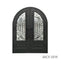 Aleko Iron Round Top Dimensional-Panel Dual Door with Frame and Threshold - 81 x 62 x 6 Inches - Matte Black IDR6281BK08-AP