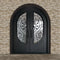 Aleko Iron Round Top Leaf Dual Door with Frame and Threshold - 72 x 96 Inches - Matte Black IDR7296BK01-AP