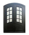 Aleko Iron Arched Top Minimalist Glass-Panel Dual Door with Frame and Threshold - 92 x 72 Inches - Matte Black IDR7296BK15-AP