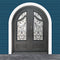 Aleko Iron Round Top Baroque-Inspired Dual Door with Frame and Threshold - 96 x 72 x 6 Inches - Darkened Aged Bronze IDR7296BZ02-AP