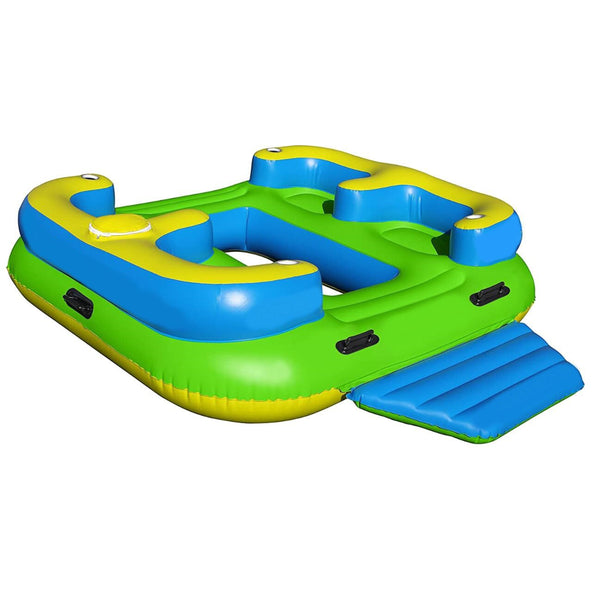 ALEKO Inflatable Floating Island Lounge Raft with Cup Holders and Coolers - 4 Person - IFI4P-AP
