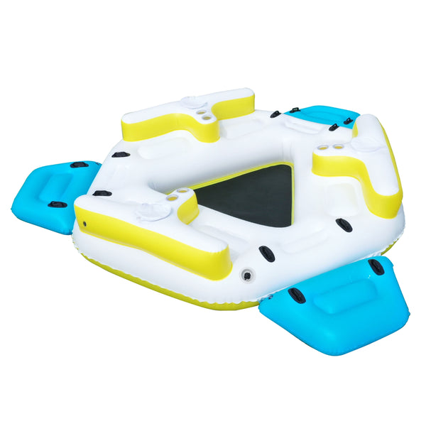 ALEKO Inflatable Floating Island Lounge Raft with Cup Holders and Coolers - 6 Person - IFI6P-AP