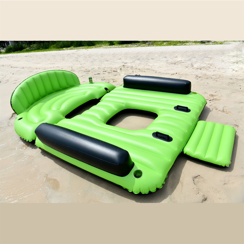 ALEKO Inflatable Floating Island Chaise Lounger with Cup Holders and Boarding Platform - 6 Person - IFI6PCM-AP