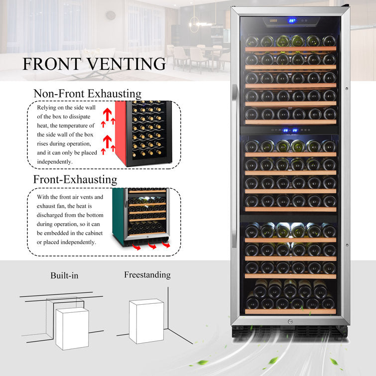 LANBO 149 BOTTLE 24 INCH TRIPLE ZONE WINE COOLER - LW144T