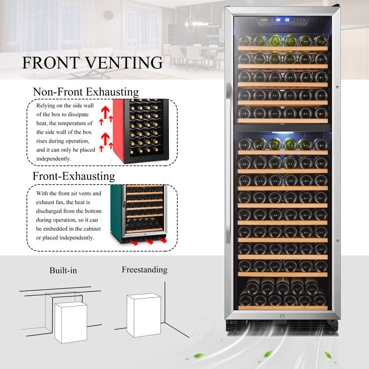 Lanbo Freestanding 160 Bottle Dual Zone Wine Refrigerator LW165D