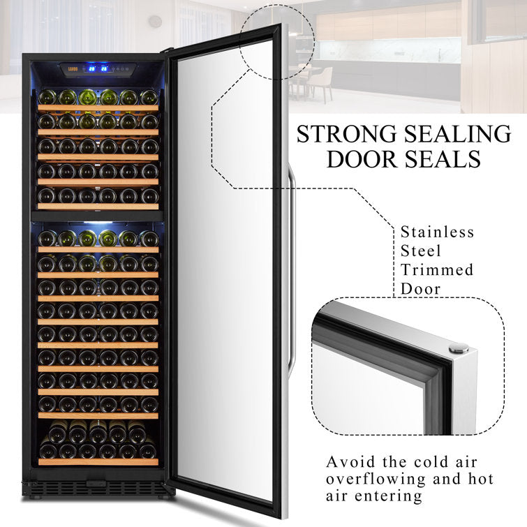 Lanbo Freestanding 160 Bottle Dual Zone Wine Refrigerator LW165D