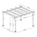 Aleko Aluminum Outdoor Retractable Pergola with Solar Powered LED Lamps and Wooden Finish - 13 x 10 Ft - Burgundy PERG10X13LBG-AP