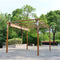 Aleko Aluminum Outdoor Retractable Pergola with Solar Powered LED Lamps and Wooden Finish - 13 x 10 Ft - Sand PERG10X13LSD-AP