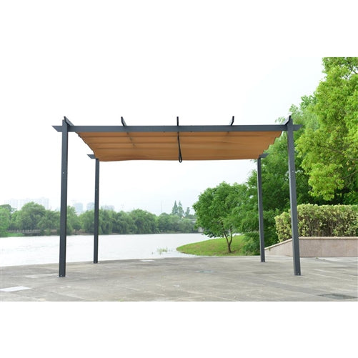 Aleko Aluminum Outdoor Retractable Canopy Pergola - 13 x 10 Ft - Sand Color PERGSAND10X13-AP