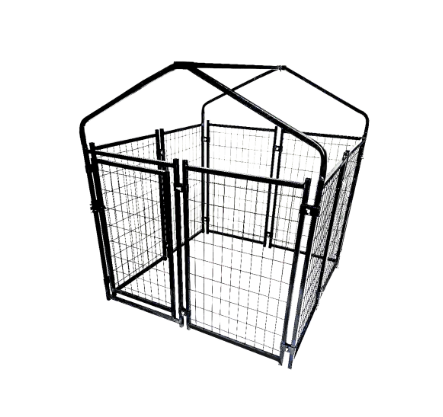 ALEKO Expandable Heavy Duty Dog Kennel and Playpen Kit with Roof and Rain Cover - 4 x 4 x 4.5 Feet - Black DK4X4X4RF-AP