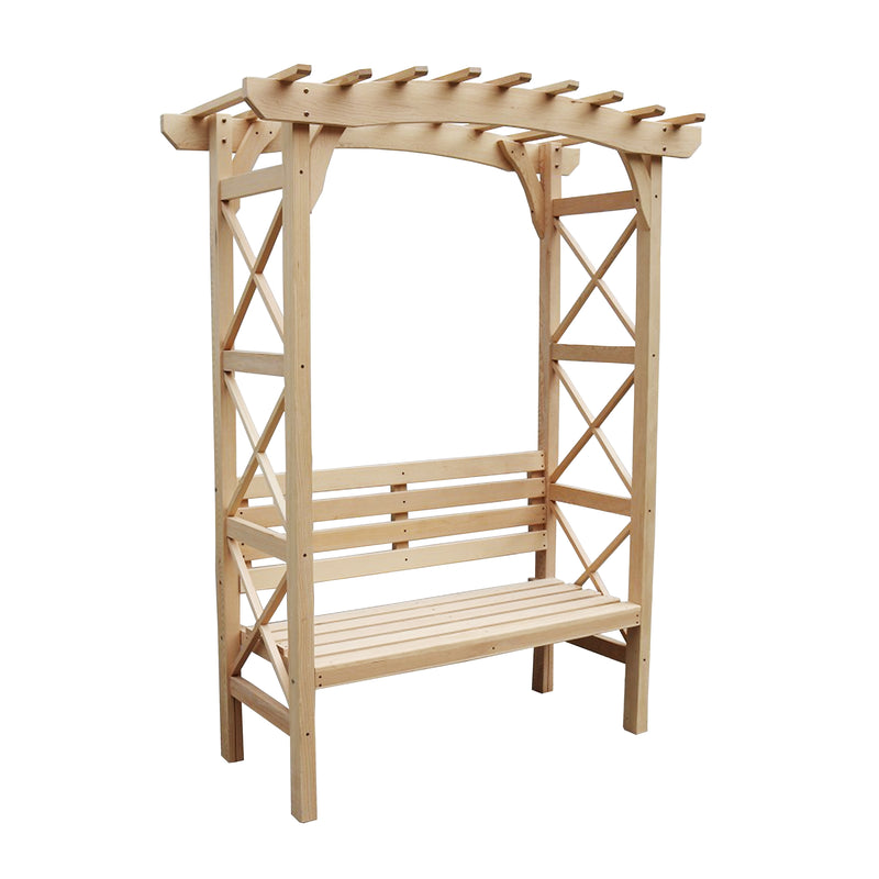 ALEKO Outdoor Wooden Garden Arbor with Leisure Bench and Trellis Sides for Climbing Plants - WARCH02-AP