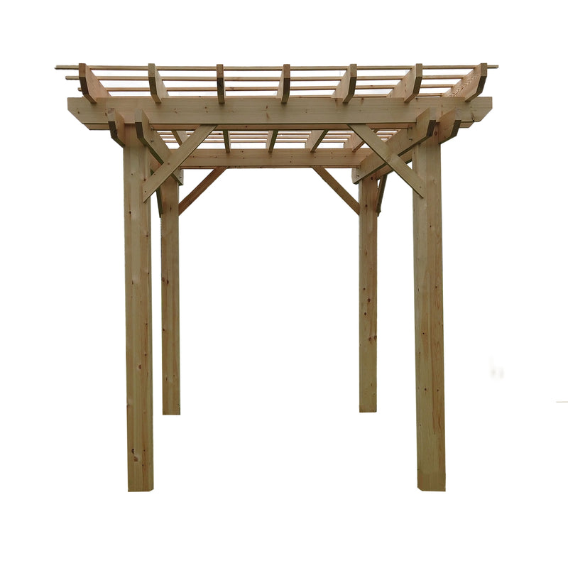 Aleko Premium Outdoor Wooden Arbor Topped Pergola - 8 x 8 Feet WPERGPI04-AP