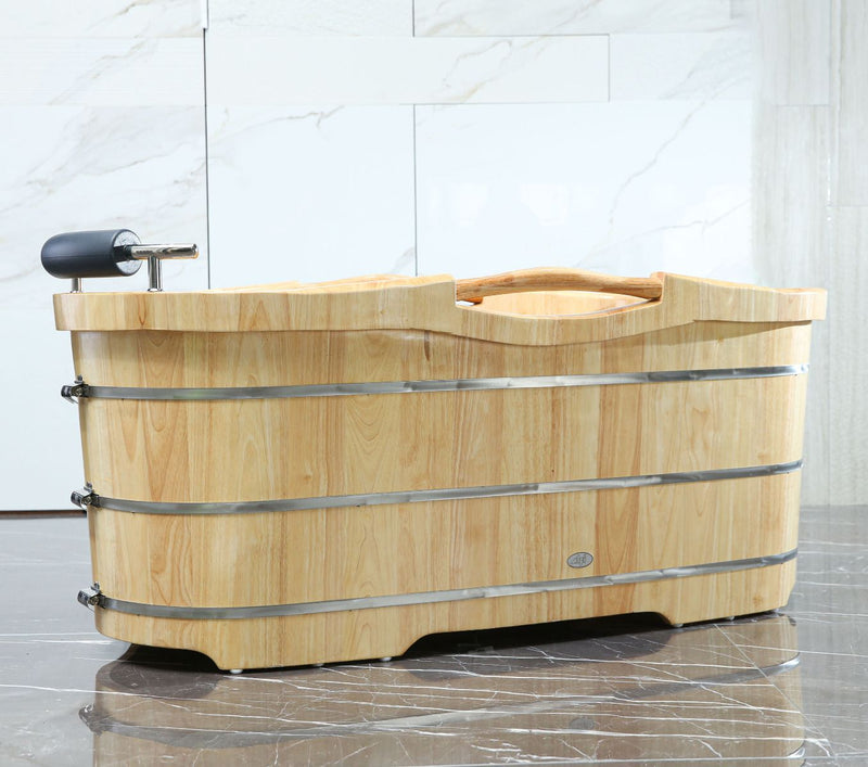 ALFI brand 61'' Free Standing Wooden Bathtub with Headrest AB1163