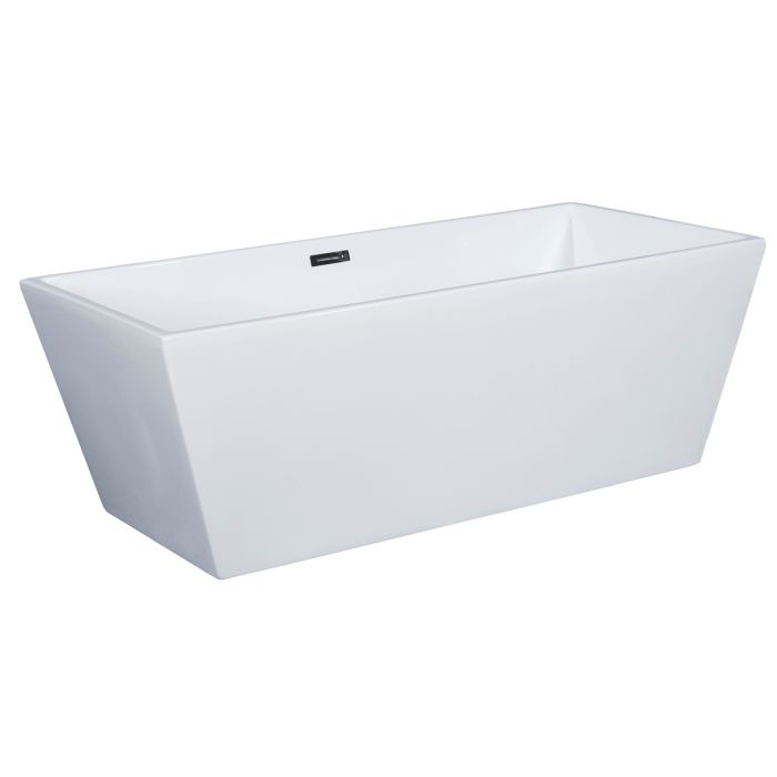 ALFI brand 59 Inch White Rectangular Free Standing Soaking Bathtub AB8833