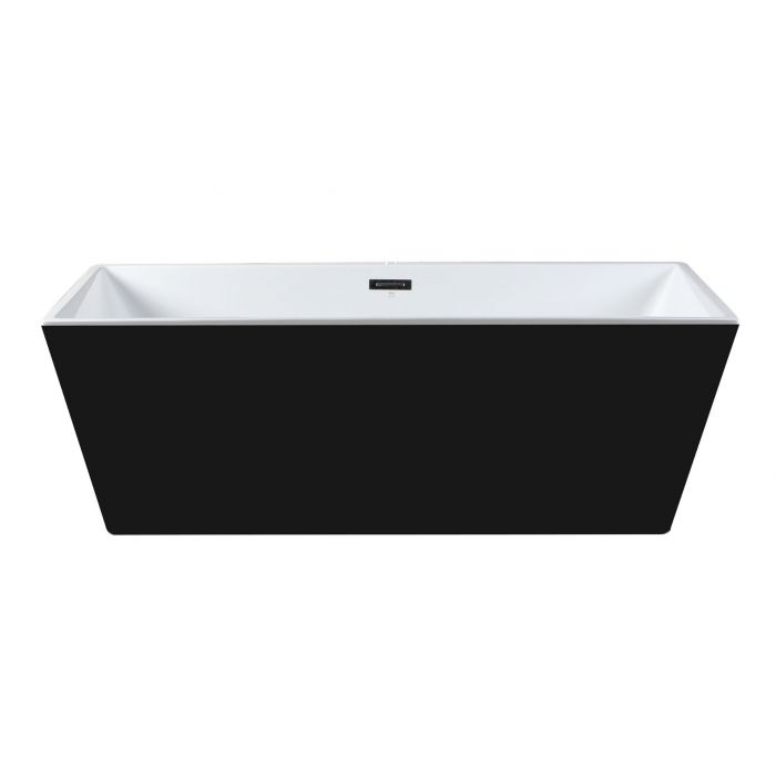 ALFI brand 59 Inch Black & White Rectangular Acrylic Soaking Bathtub AB8834