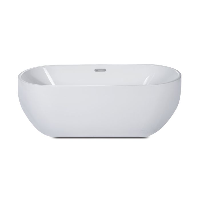 ALFI brand 59 Inch White Oval Acrylic Free Standing Soaking Bathtub AB8838