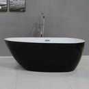 ALFI brand 59 Inch Black & White Oval Free Standing Soaking Bathtub AB8862
