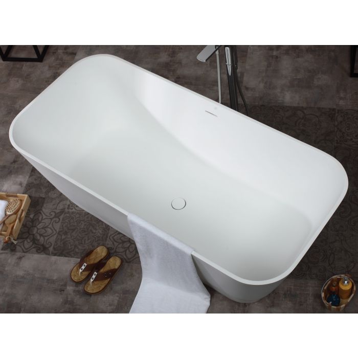 ALFI brand 67" White Rectangular Solid Surface Smooth Resin Soaking Bathtub AB9952