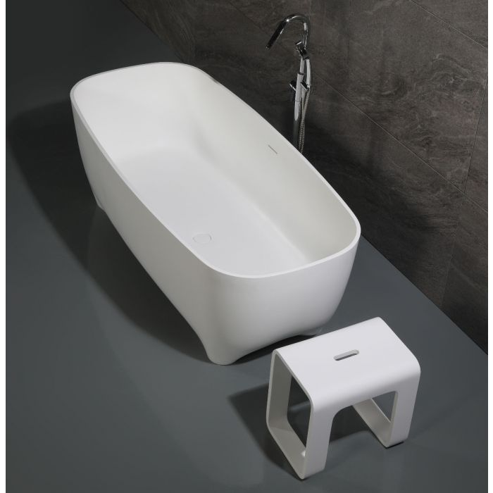 ALFI brand 67" White Matte Solid Surface Resin Bathtub AB9980