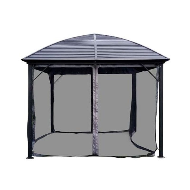 Aleko Aluminum and Steel Hardtop Gazebo with Mosquito Net 10 x 10 Feet Black GZM10X10-AP