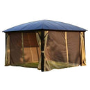 Aleko Aluminum Hardtop Gazebo with Removable Mesh Walls 12 x 12 Feet Brown GZBHR02-AP