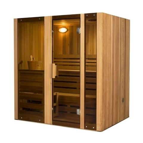 Aleko Canadian Cedar Indoor Wet or Dry Sauna Steam Room 4 Person 4.5 kW ETL Certified Heater (STI4CED-AP)