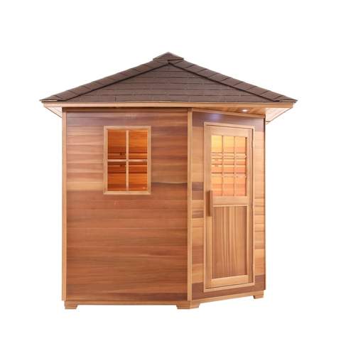 Aleko Canadian Cedar Wet Dry Outdoor Sauna with Asphalt Roof 5 Person - 6 kW ETL Certified Heater - (SKD5RCED-AP)