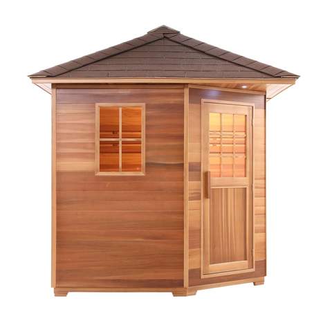 Aleko Canadian Cedar Wet Dry Outdoor Sauna with Asphalt Roof 8 Person - 9 kW ETL Certified Heater - (SKD8RCED-AP)