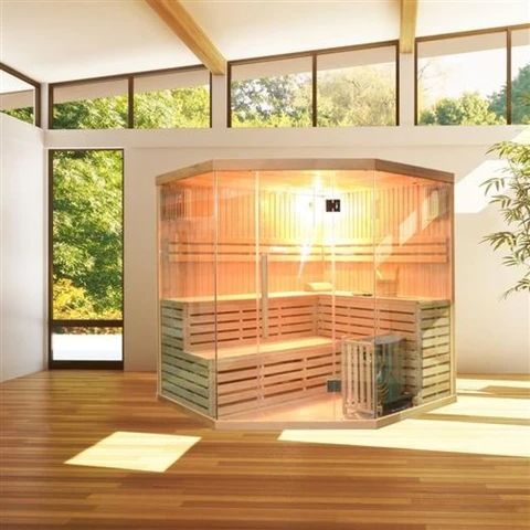 Aleko Canadian Hemlock Indoor Wet Dry Sauna 6 kW ETL Certified Heater 5 to 6 Person SEA5JIU-AP