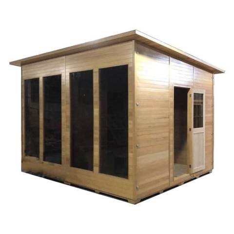 Aleko Canadian Hemlock Wet Dry Outdoor and Indoor Sauna 9 kW ETL Certified Heater 10 Person SCRUBYHEM-AP
