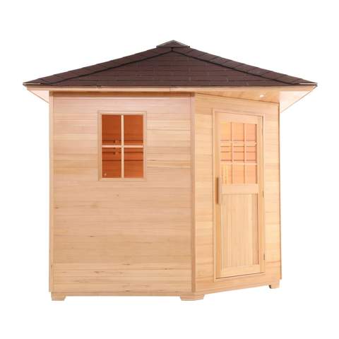 Aleko Canadian Hemlock Wet Dry Outdoor Sauna with Asphalt Roof - 6 kW ETL Certified Heater - 5 Person SKD5HEM-AP