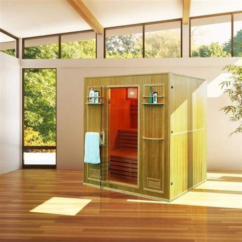 Aleko CEDN4BUG 4 Person Canadian Red Cedar Wood Indoor Wet Dry Sauna with 4.5 kW ETL Electrical Heater CEDN4BUG-AP