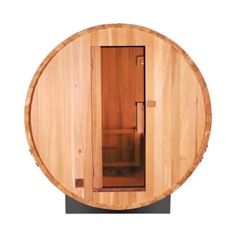 Aleko Outdoor and Indoor Rustic Western Red Cedar Barrel Sauna ETL Certified Heater 4 Person SB4CEDAR-AP