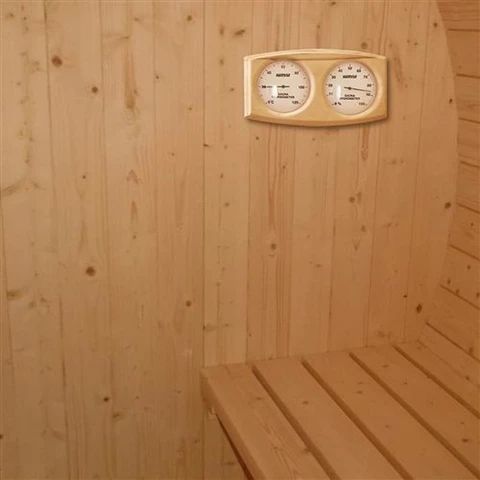Aleko Outdoor or Indoor Western Red Cedar Wet Dry Barrel Sauna Front Porch Canopy 9 kW ETL Certified Heater 8 Person SB8CEDARCP-AP