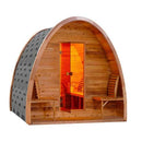 Aleko Outdoor Rustic Cedar Barrel Steam Sauna Pod with Bitumen Shingle Roofing - 8 Person - 9 kW ETL Certified Heater SRCE8KENT-AP
