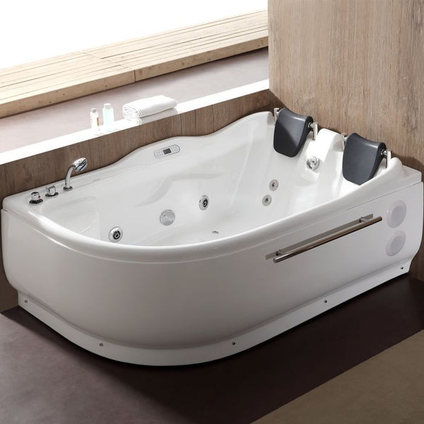 EAGO 6 ft Left Corner Acrylic White Whirlpool Bathtub for Two AM124ETL-L