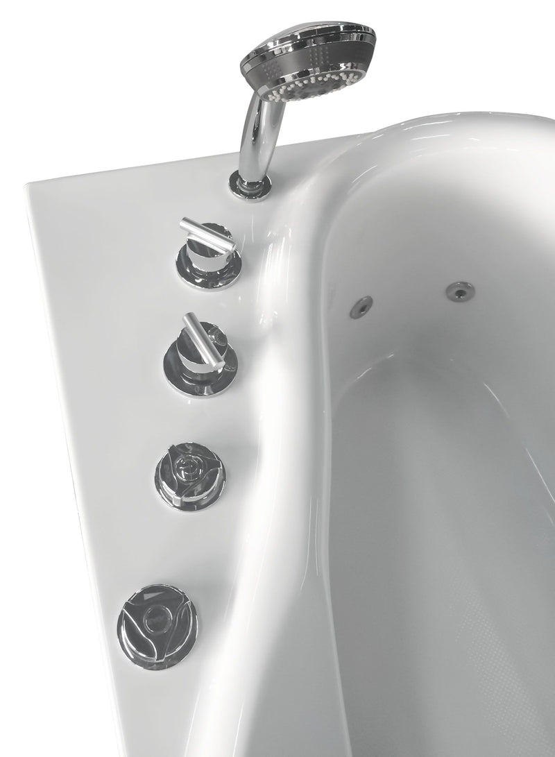 EAGO 57'' White Acrylic Corner Jetted Whirlpool Bathtub W/ Fixtures AM175-R 