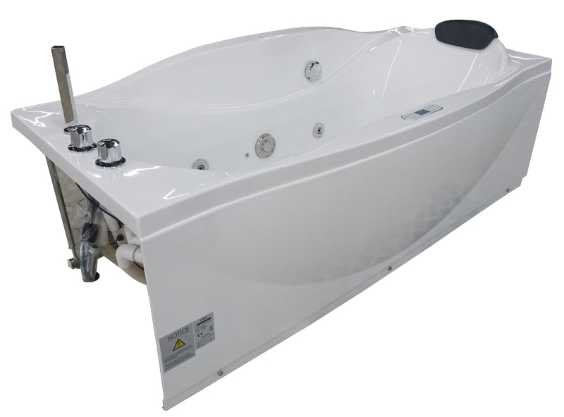 EAGO 6 ft Left Drain Acrylic White Whirlpool Bathtub w Fixtures AM189ETL-L
