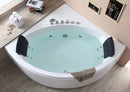 EAGO 5 ft Rounded Modern Double Seat Corner Whirlpool Bath Tub with Fixtures AM200