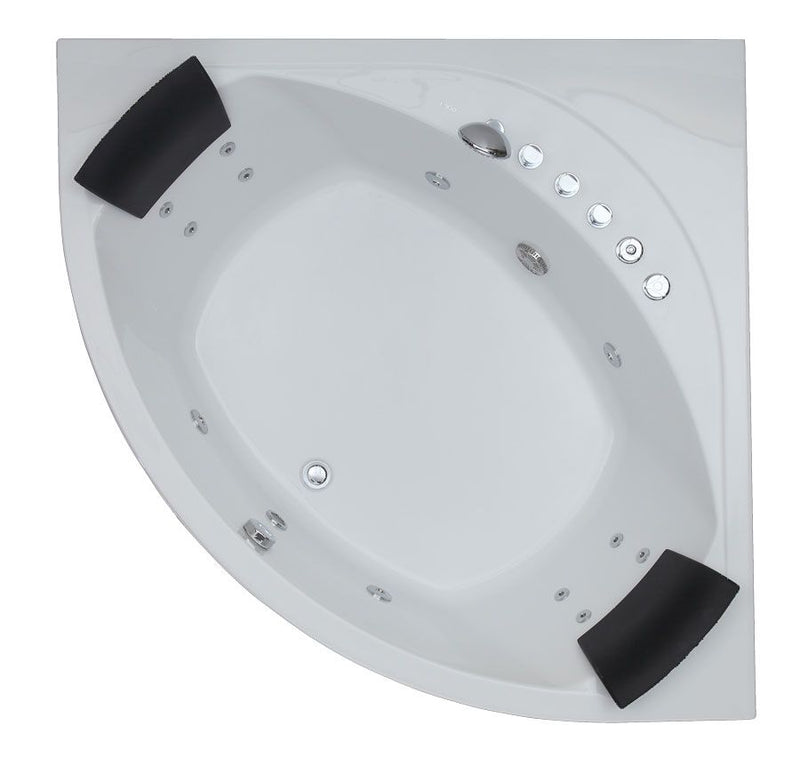 EAGO 5 ft Rounded Modern Double Seat Corner Whirlpool Bath Tub with Fixtures AM200
