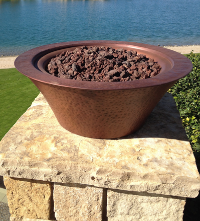 The Outdoor Plus - Cazo Round Hammered Copper Fire Bowl OPT-101-24NWF