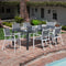 Hanover Aluminum Sling Chairs, Aluminum Extension Table NAPLESDN7PC-WHT