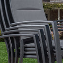 Hanover Aluminum High Back Padded Chairs, Faux Wood Dining Table TUCSDN7PCHB-GRY