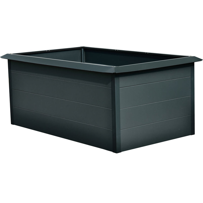 Hanover Galvanized Steel Raised Rectangle Garden Bed with Border HANRECGB-1GRY