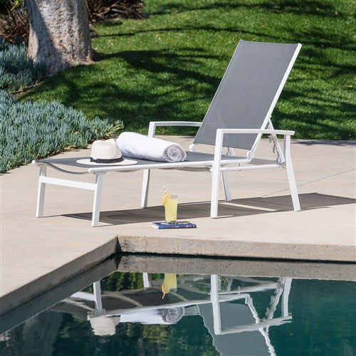 Hanover Aluminum Sling Chaise Lounge NAPLESCHS-W-GRY