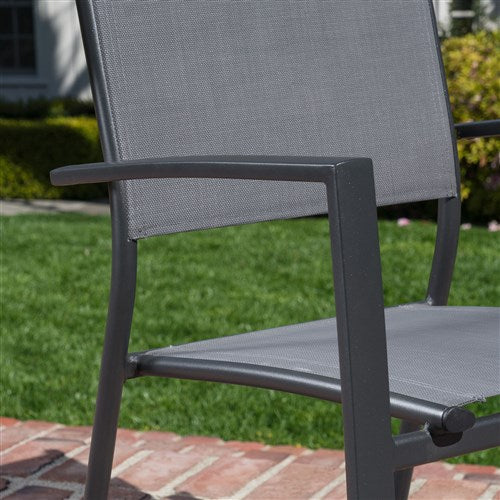 Hanover Dining Set: Sling Back Chairs, Aluminum Table NAPLESDN9PC-GRY