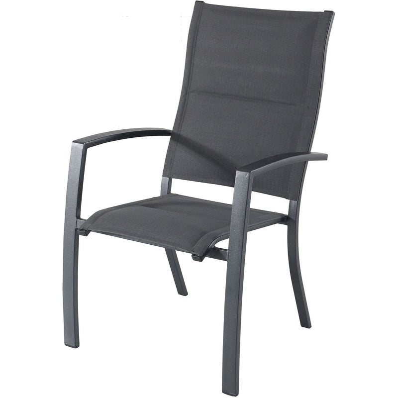 Hanover High Back Padded Sling Chairs, Aluminum Extension Table DAWDN11PCHB-GRY