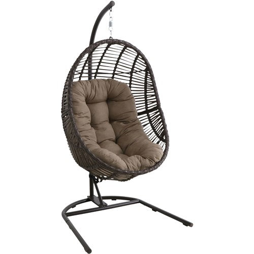 Hanover Isla Steel/Wicker Rattan Hanging Egg Chair ISLAEGG-BRN