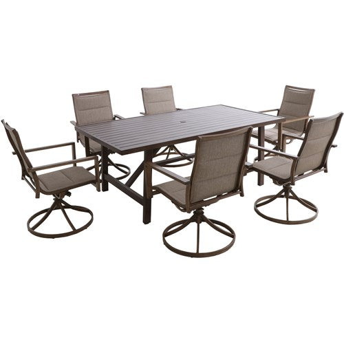 Hanover Dining Set: Swivel Chairs and Tressle Table FAIRDN7PCSW6-TAN