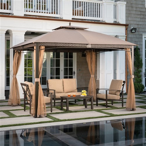 Hanover Aster Aluminum and Steel Gazebo with Netting ASTERGAZ-TAN